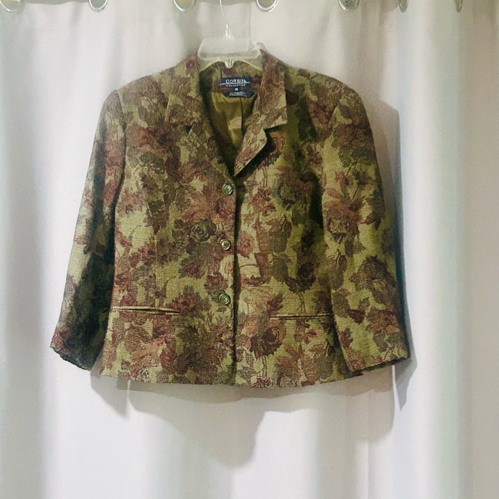 Women's Blazer - Floral ,Brown and Green